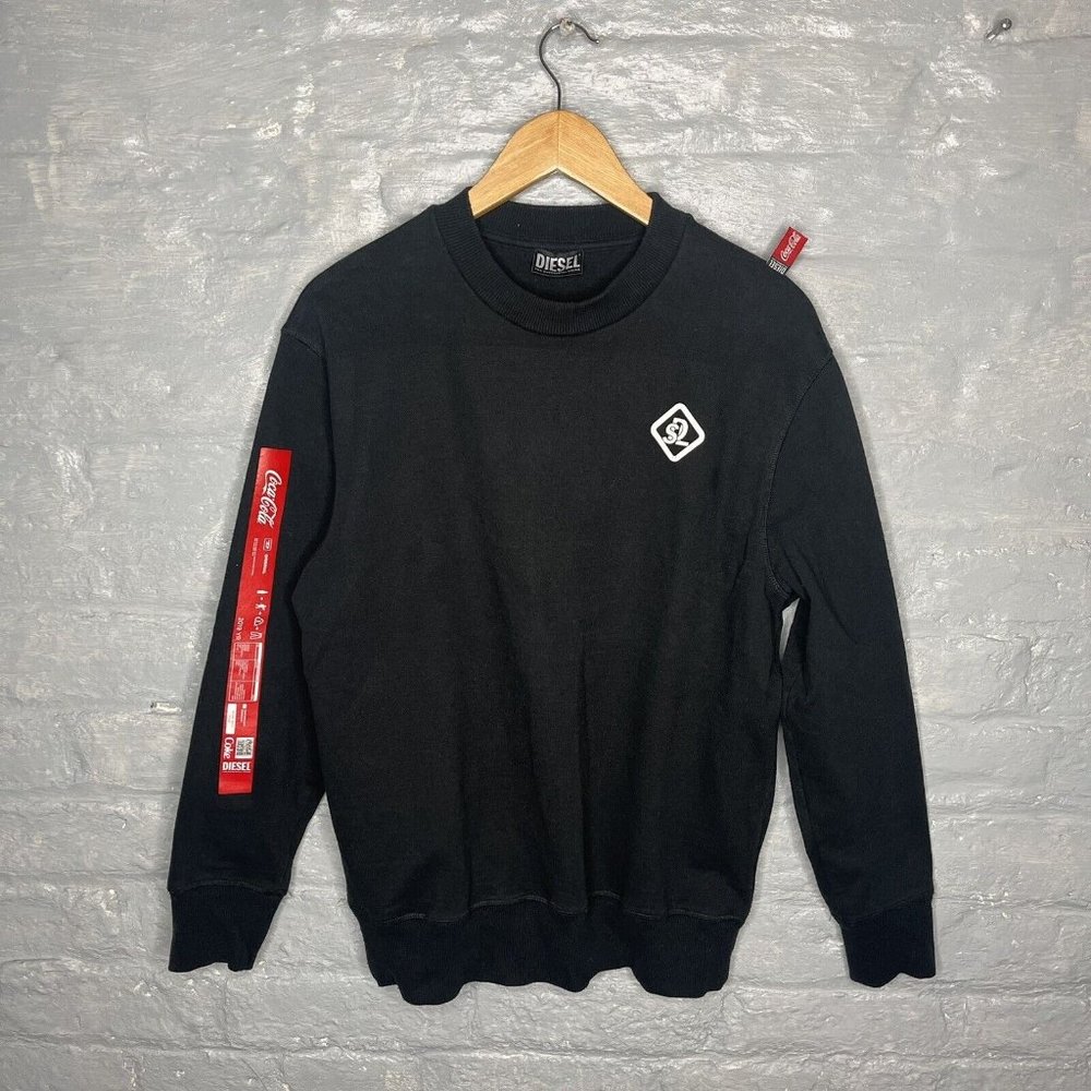 Diesel x Coca Cola Men’s Pullover Black Cotton Blend Ribbed Jumper Sweater Small - Picture 1 of 13